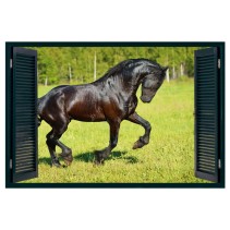 Ventanas 3d vinilos pared caballo en el campo